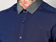 Строгая рубашка с контрастным воротником и длинными рукавами ASOS Темно-Синий